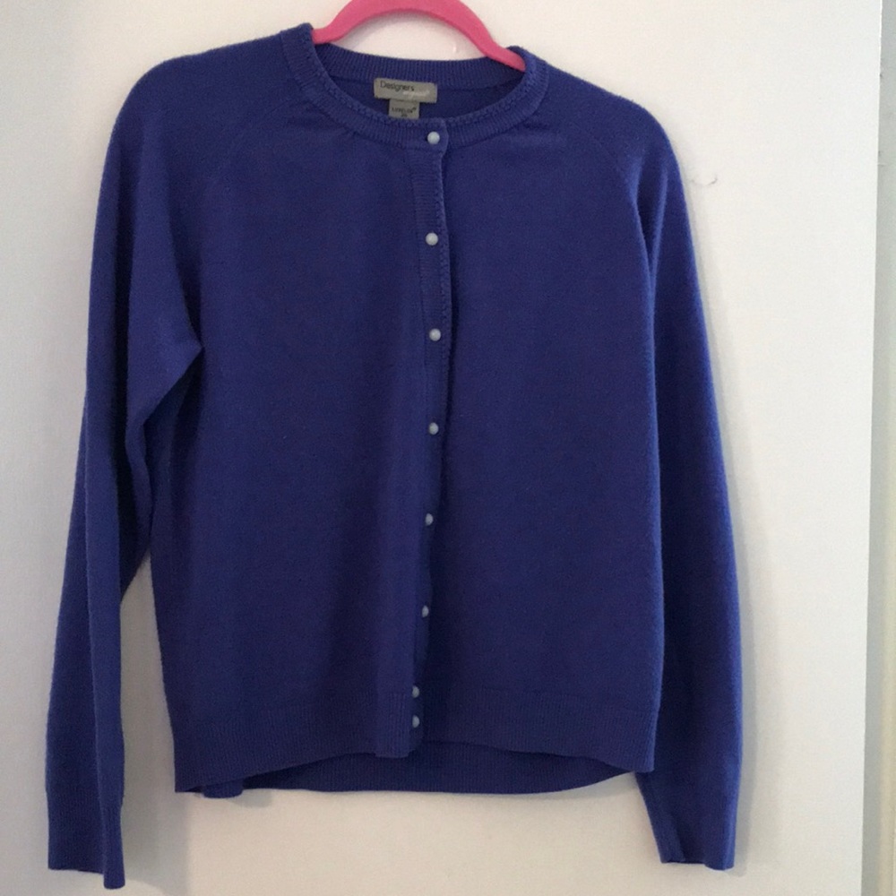 Purple Button up sweater. Size large.